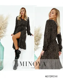 Платье 2141-черный-коричневый Minova