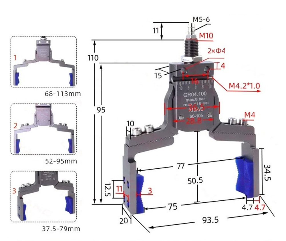 Mini-kt-dhvg-25 (adjustable range 65-105mm)