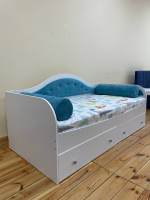 Кровать Lori Белый/Лофти Лазурь 190*90