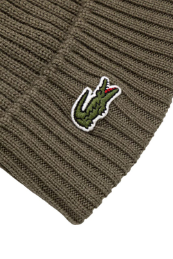 Czapka zimowa Lacoste Unisex Ribbed Wool - khaki green