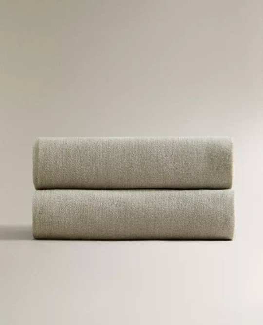 ZARA HOME ПЛЕД С БАХРОМОЙ, СИНИЙ