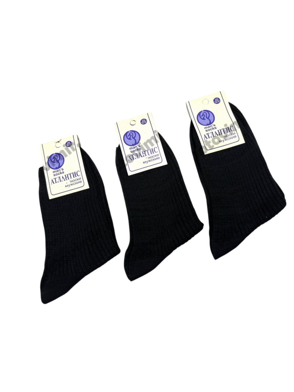 1-Г Носки муж. Атлантик черные 100% хлопок (29)