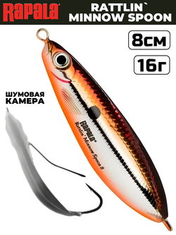 Незацепляйка RAPALA Rattlin' Minnow Spoon RMSR08 / 8 см, 16 г, цвет SBR