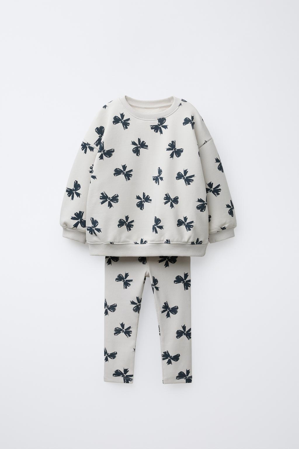 ZARA КОМПЛЕКТ ДЛЯ БЕГА, ТОЛСТОВКА И ЛЕГГИНСЫ В РУБЧИК С ПРИНТОМ, ЖЕМЧУЖНО-СЕРЫЙ