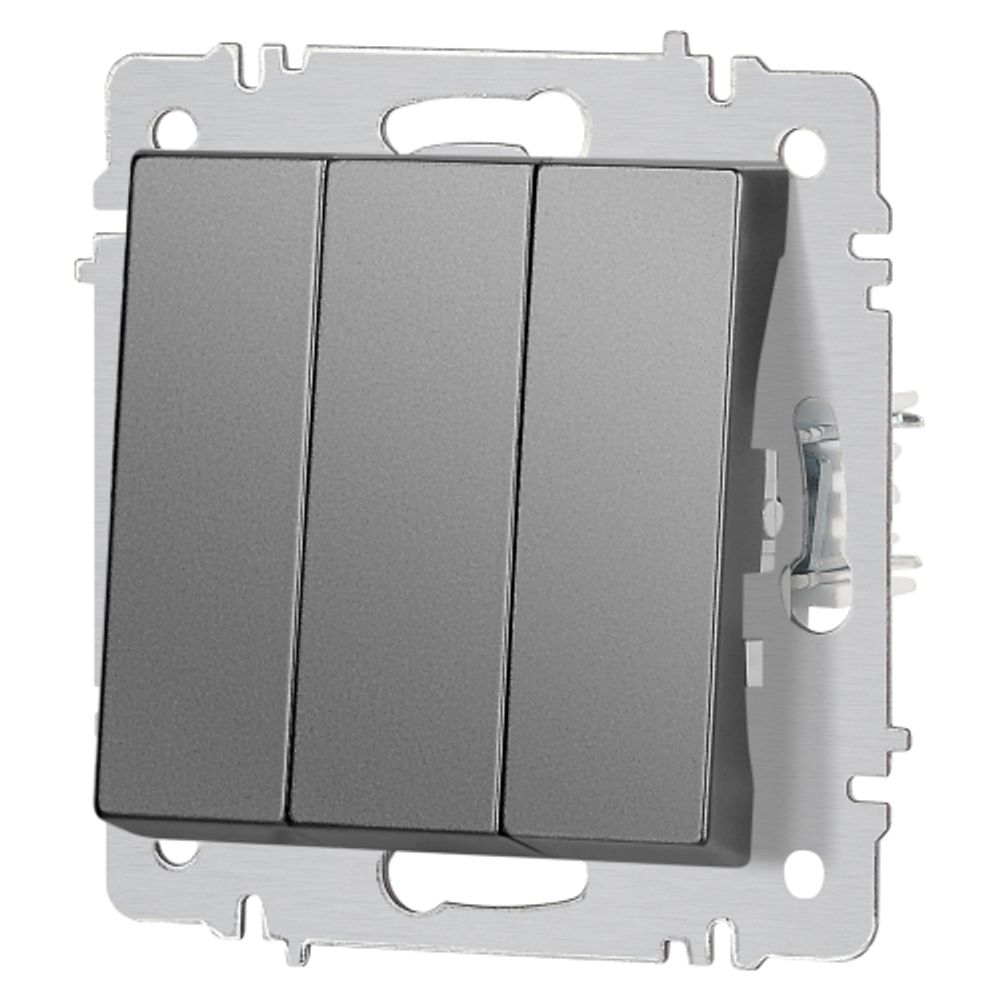 Выключатель Intro Accent 6-106-07 тройной, 10А-250В, IP20, СУ, AL/CU, графит