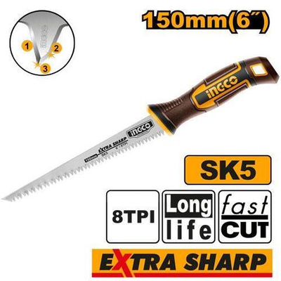 Ножовка по гипсокартону 150 мм, SK5, 8TPI SUPER INGCO HWBSW1506 INDUSTRIAL