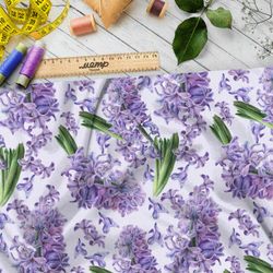 Ткань штапель крупные и нежные ветви сирени