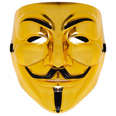 Карнавальная маска Аноним Золото 17*20 см.