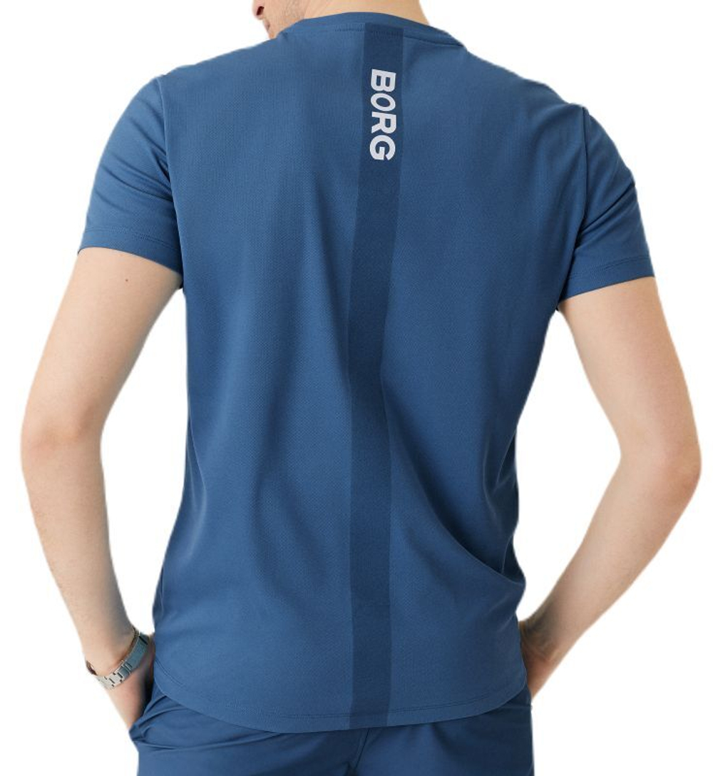 Мужская теннисная футболка Björn Borg Ace T-shirt Stripe - copen blue