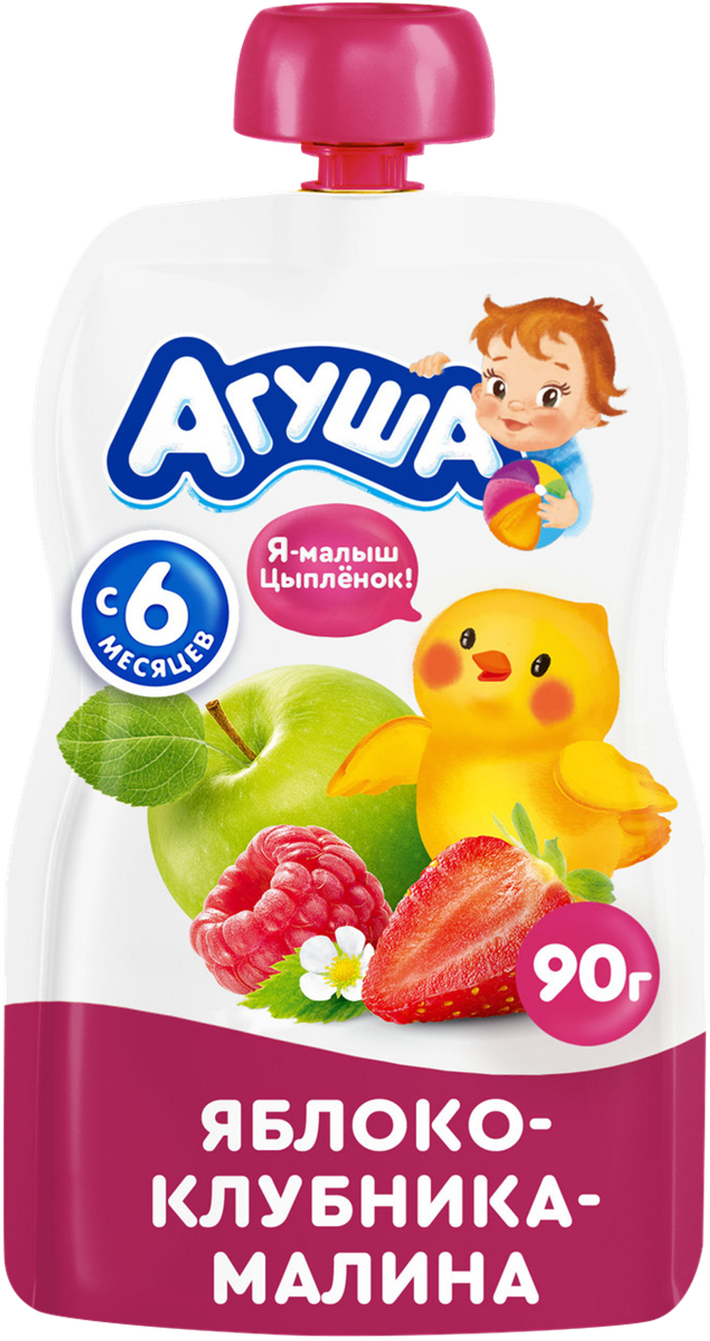 Пюре "Агуша" Я САМ! Ябл.Клуб.Малина. 90гр дой-пак