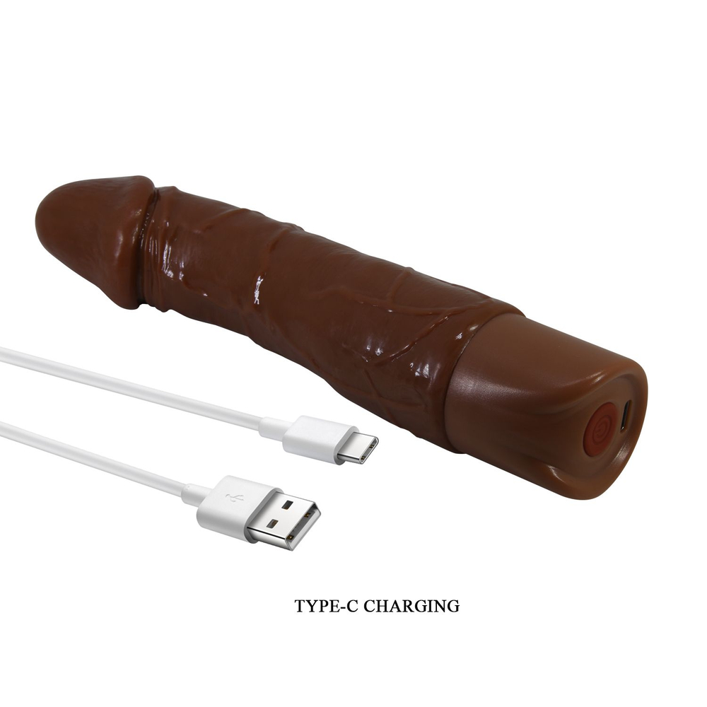 Коричневый реалистичный вибратор Jermaine - 19,5 см. (Цвет: коричневый)