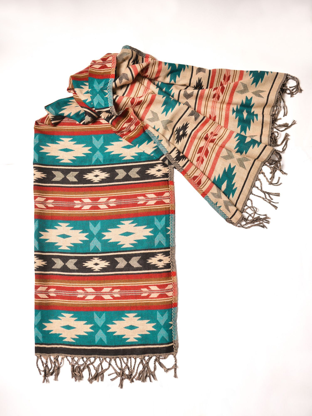 Шарф теплый с орнаментом Навахо