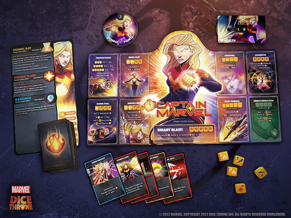 Настольная игра Dice Throne (Трон кубов). Сезон Marvel. Captain Marvel vs Black Panther