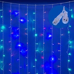 ULD-C3020-240-TTK MULTI IP44 Занавес светодиодный с эффектом мерцания. 3х2м. Соединяемый. 240 светодиодов. Разноцветный свет. Провод прозрачный. TM Uniel