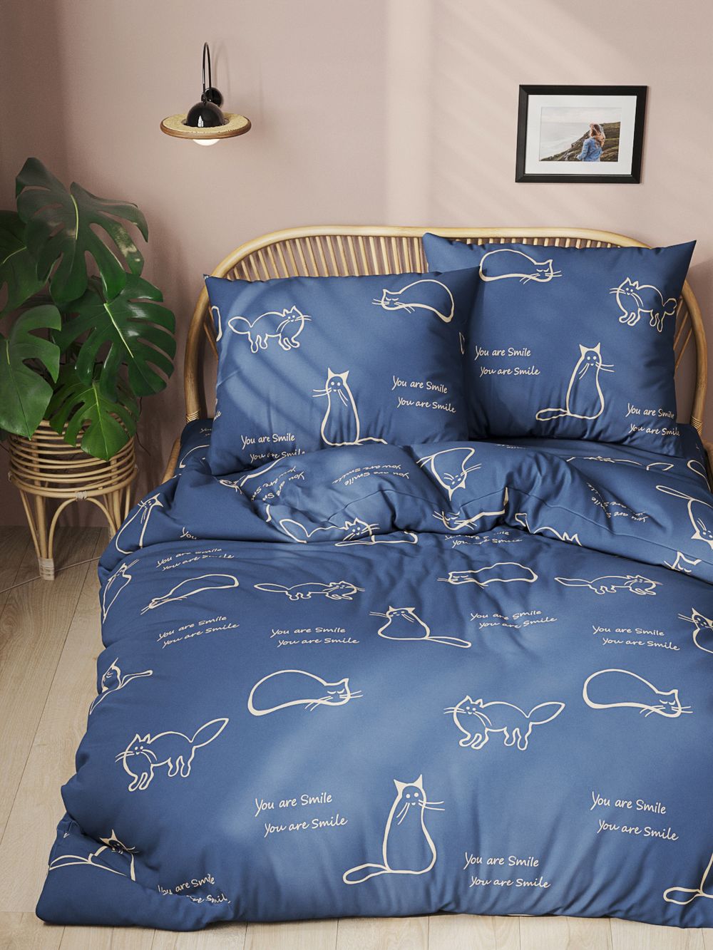 Наволочка комплект 2шт перкаль Сказка "Котики" 30х30 см на молнии