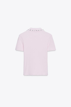 ZARA ПОЛО В РУБЧИК, РОЗОВЫЙ