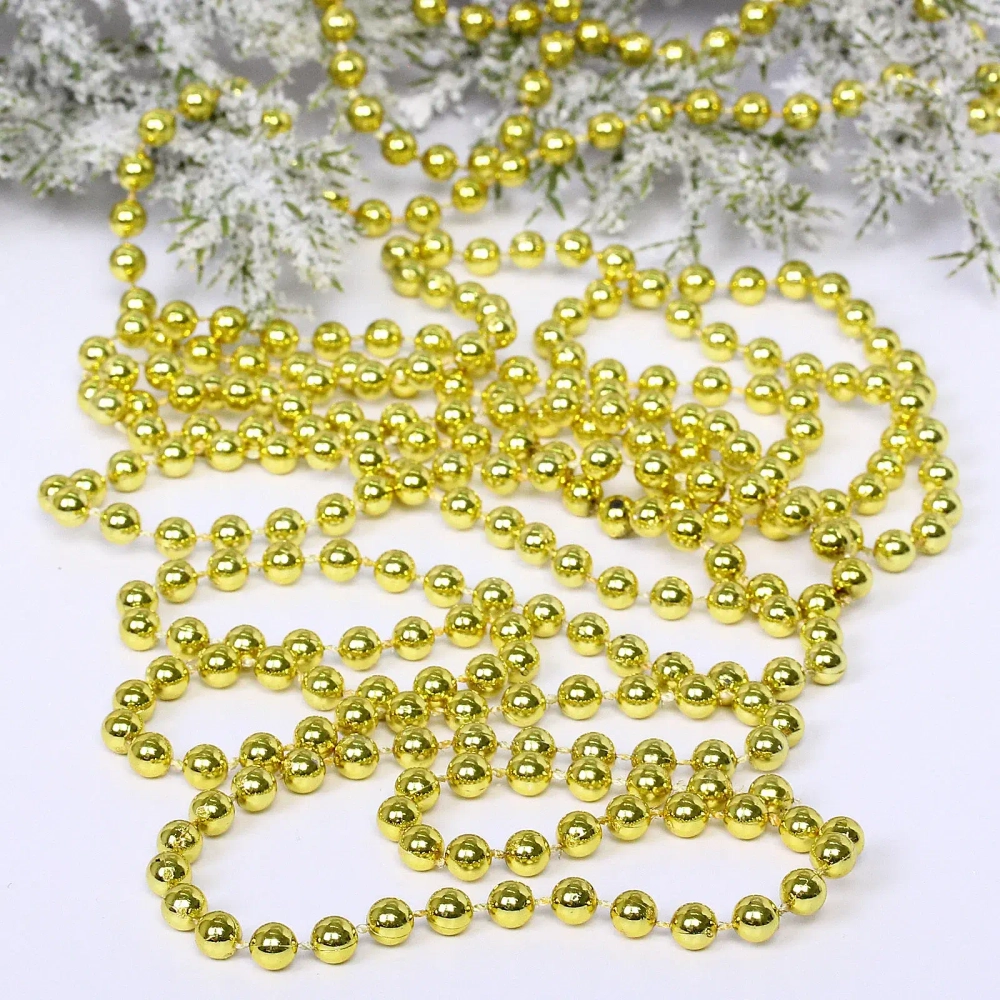 Бусы на елку 2,7м «Шарик» d-6мм, золото (pvc коробка)