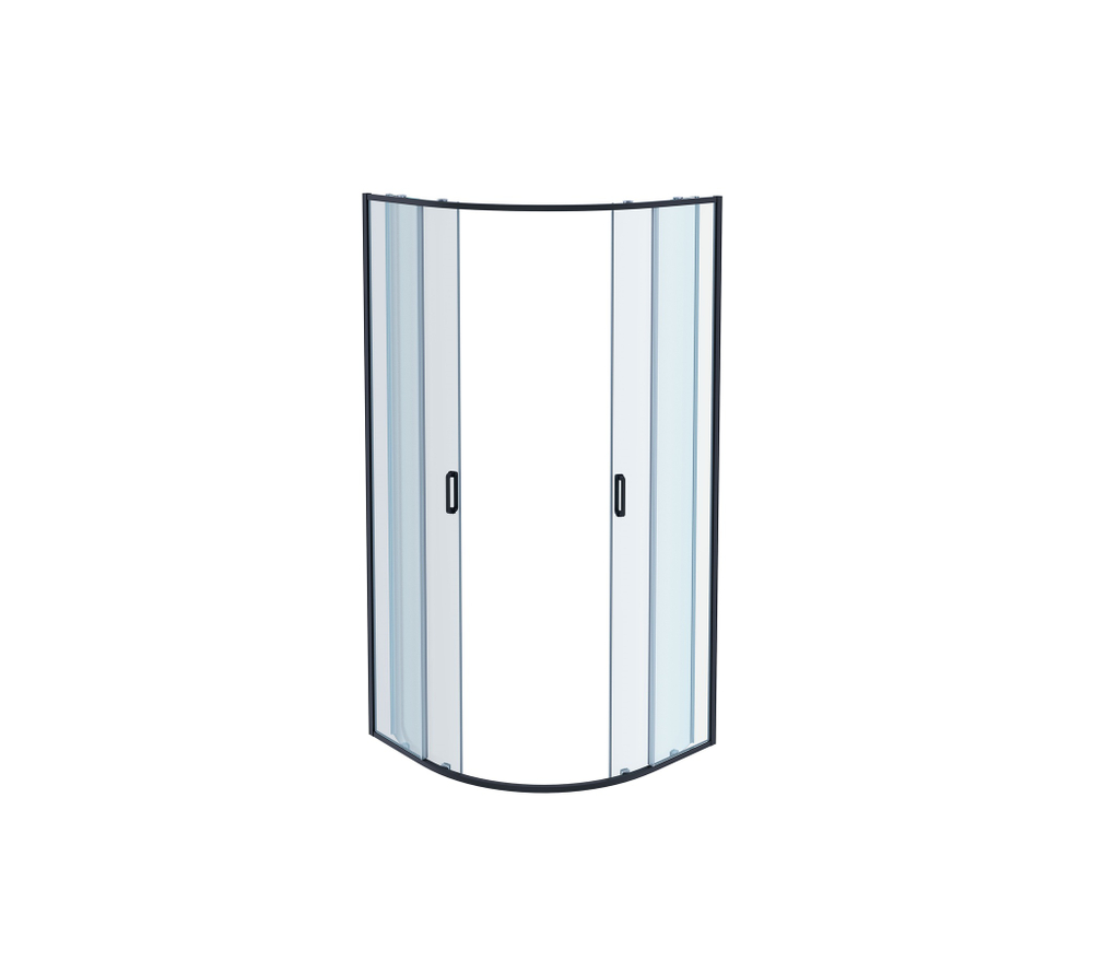 AQ ARI RO 08020BL Душевой уголок 1/4 круга, двери раздвижные 800x800x2000, профиль черный, стекло прозрачное