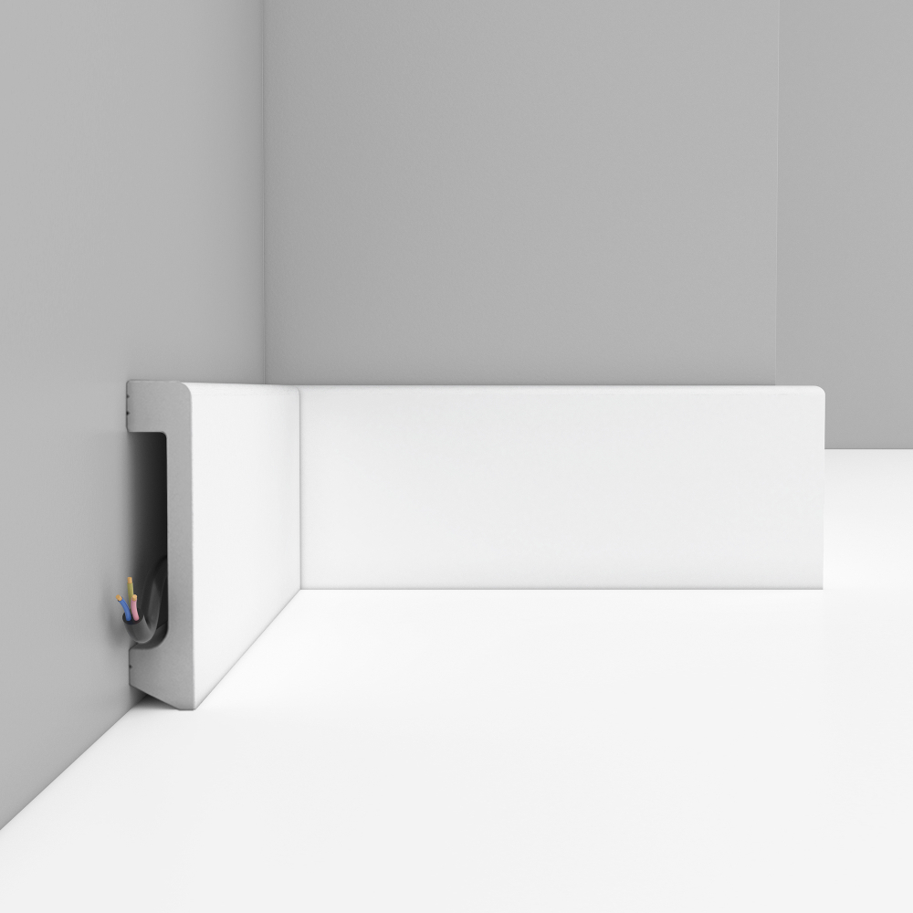 Плинтус напольный дюрополимер белый матовый D235-115 80×17×2400 мм DecoMaster