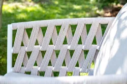 "Диего" лаунж-зона 4-местная плетеная из роупа (веревки), каркас алюминиевый белый, роуп бежевый