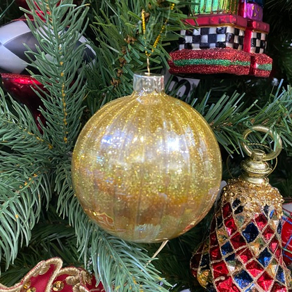 Шар золотой в полоску 8 см [Арт.Р38214]