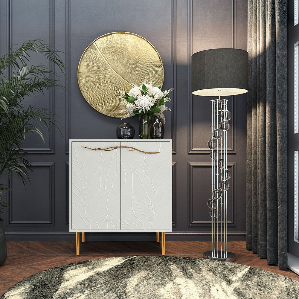 Комод Арт Колор leaves Стайл Голд с 2 полками Белый опал