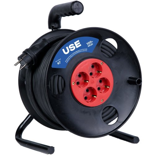 Удлинитель силовой USE КГ 4000 Вт 50м на катушке с заземлением   USE303-042