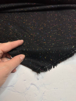 Костюмно-плательная однотонная шерсть с цветными мушками (B.Veneta, 100%шерсть, Черный густой фон/мелкие разноцветные мушки, 152, 224 гр/м2)