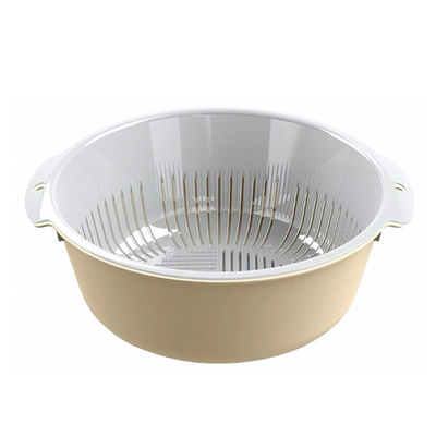 Миска круглая 3л + Дуршлаг "Bergamo" круглая (бежевый)