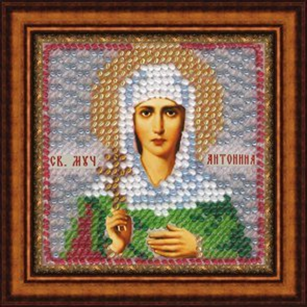 Тема: Религия, иконы, святые¶Техника: Вышивание бисером¶Размер: 6,5х6,5см (в рамке 9х9 см)¶Основа: Т