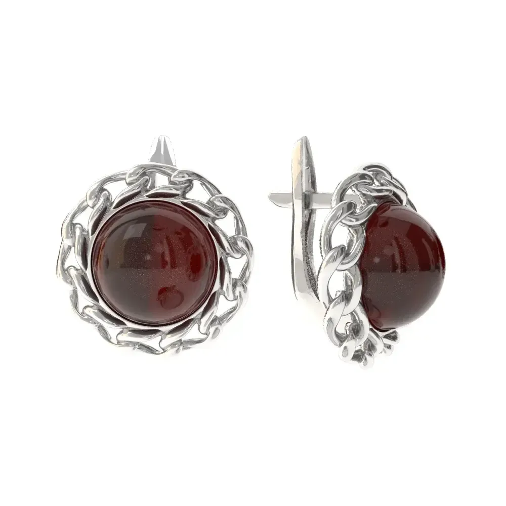 Серьги винтажные II с вишневым янтарем