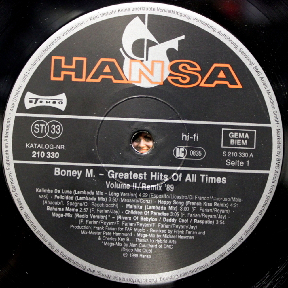 Boney M. / Greatest Hits Of All Times - Remix '89 Volume II (LP)