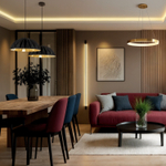 Светильник подвесной RAYDIA, 40 Вт, 3000–4000К, ?600?1500 мм, металл+акрил, матовое золото, свет вве