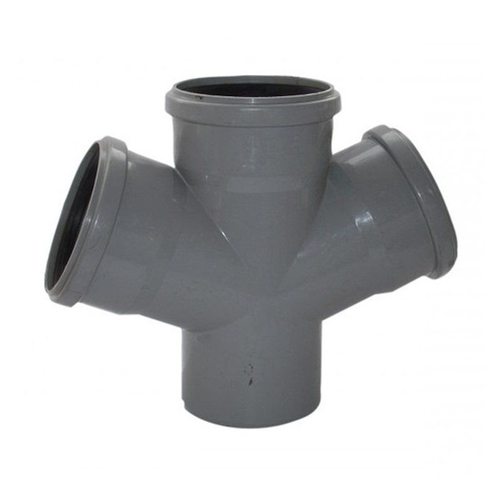 Крестовина ПП (полипропилен) для канализации (полипропилен) для канализации косая 45гр. Дн 50-50-50, с уплотнительным кольцом
