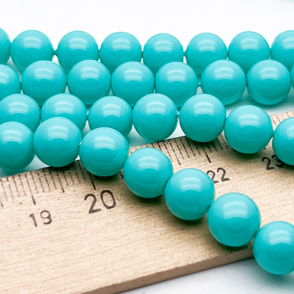 "Майорка" бусины (имитация), цвет бирюзовый, диаметр около 8 мм, цена за 23-24 шт (1/2 нити)