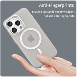 Мягкий усиленный чехол белого цвета с поддержкой MagSafe для iPhone 14 Pro, серия Frosted Magnetic