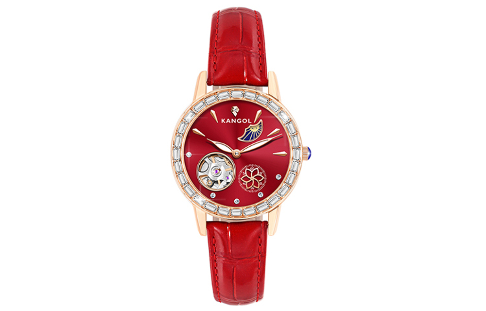 KANGOL Mother Of Pearl Collection Automatic Mechanical Movement Genuine Leather Strap Watch Women"s Watch