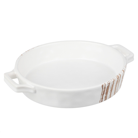 MILLIMI Форма для запекания и сервировки кругл.с ручками, керамика, 25,5х21,5х5см, 1л, белая