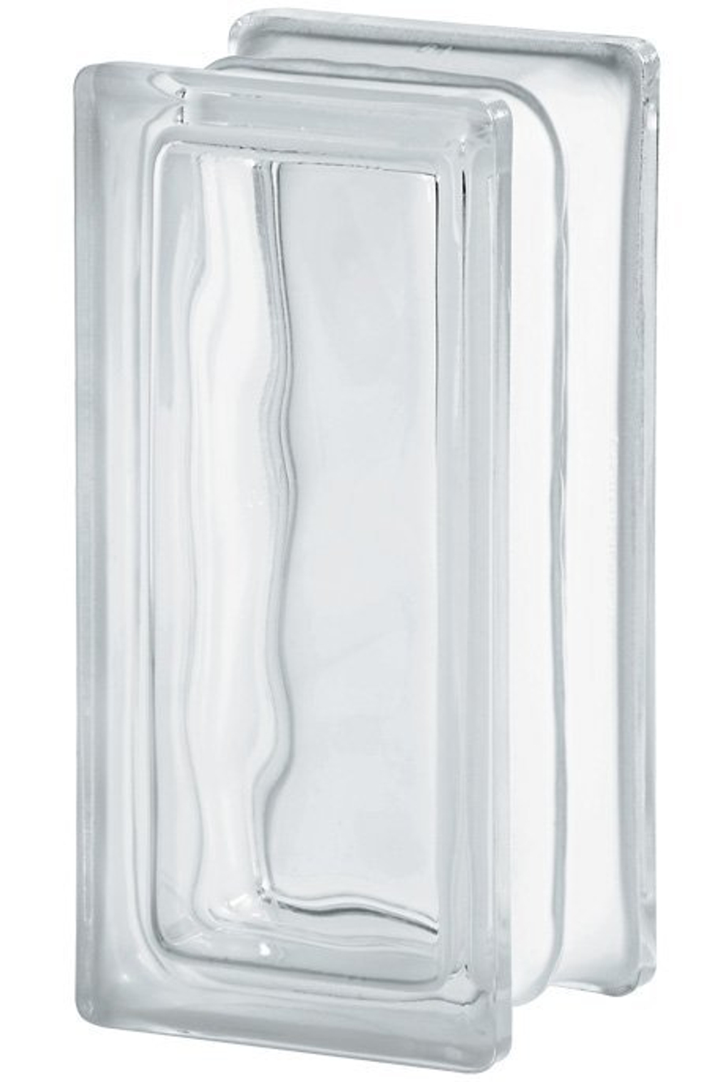 Купить Стеклоблок половинка бесцветный волна  Vitrablok  19х9х8см