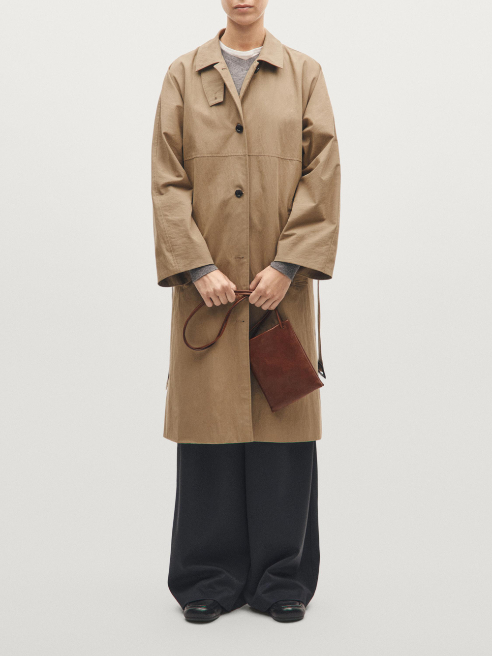 Massimo Dutti Сумка через плечо из кожи наппа, коричневый