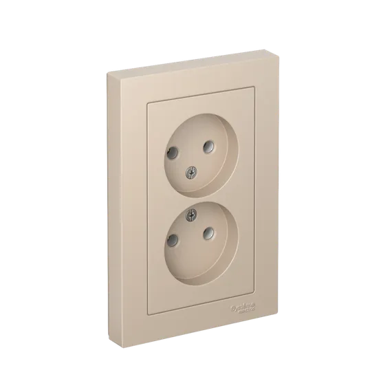 Розетка 2-м. AtlasDesign 16А без заземл. в сборе песочн. SE ATN001220