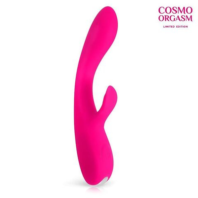 Розовый вибратор с клиторальным отростком - 17,5 см. (Цвет: розовый)