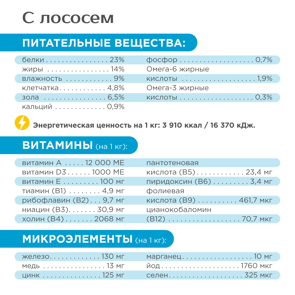 Корм сухой для взрослых собак средних пород, премиум полнорационный комплекс, для живущих в сельской местности, с лососем, 2,5 кг, QUATTRO