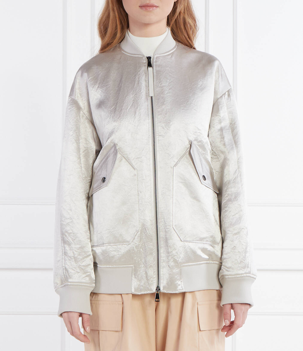 Сатиновая куртка бомбер Max Mara Leisure - серебряный(164810386)