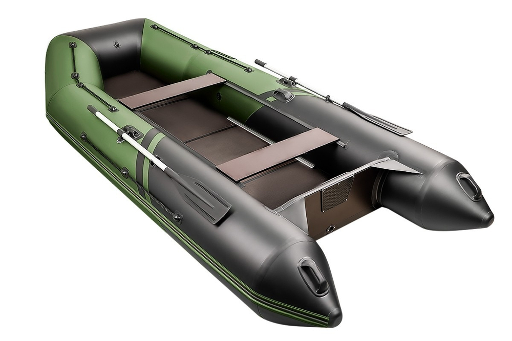 Броня-360 СК слань+киль зеленый-черный (Лодка ПВХ под мотор с усилением)
