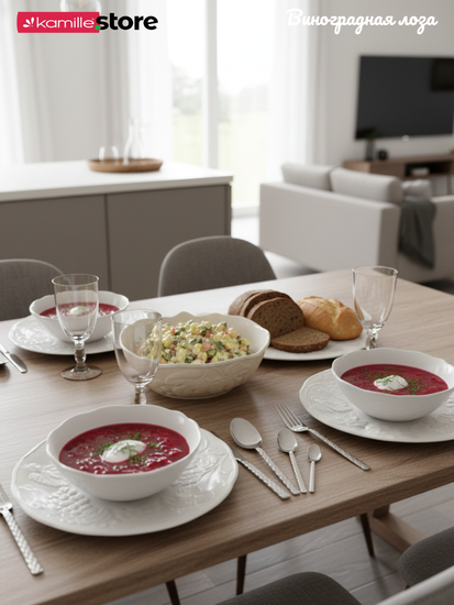 Тарелка суповая/салатник 15,5х5 см. набор 4 шт. Виноградная лоза