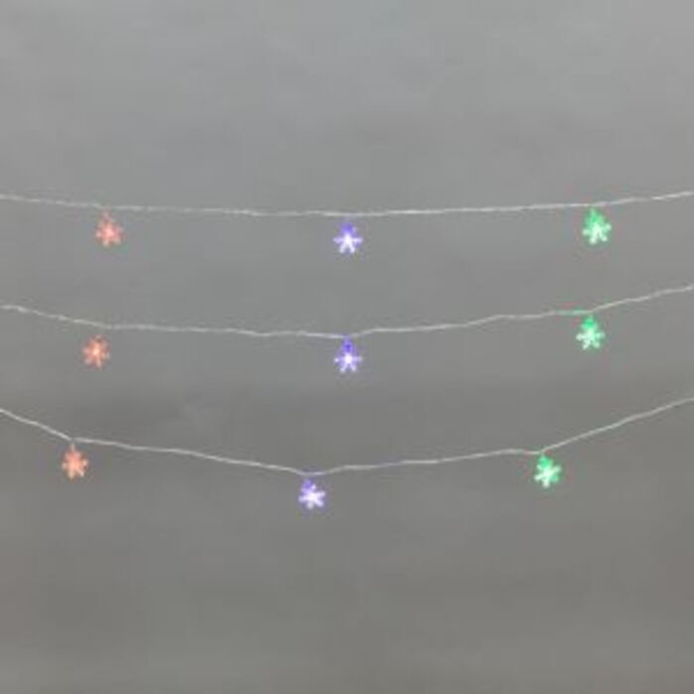 Гирлянда светодиодная Снежинки большие 5м, 20LED, IP20, прозрачный провод, свечение мульти (RG/RB),