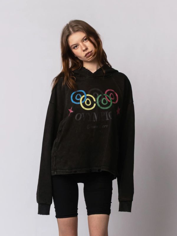 Худи Crop Ovympics washed black - фото 3