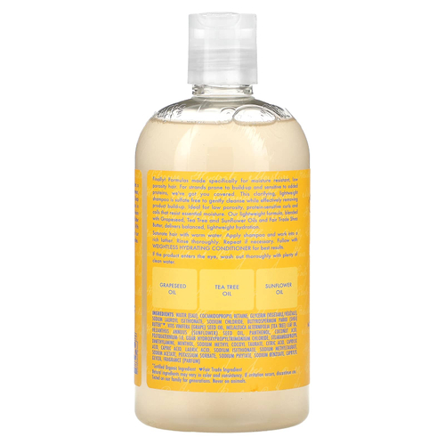 SheaMoisture, Невесомый увлажняющий шампунь с низкой пористостью, масло виноградных косточек и масла чайного дерева, 384 мл (13 жидк. унц.)