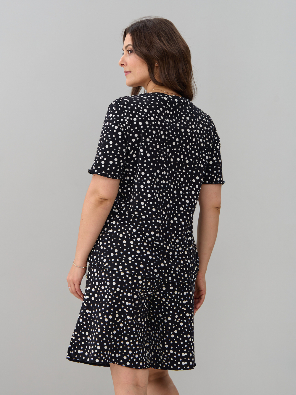 Костюм с шортами КНр-182/черныйгорох